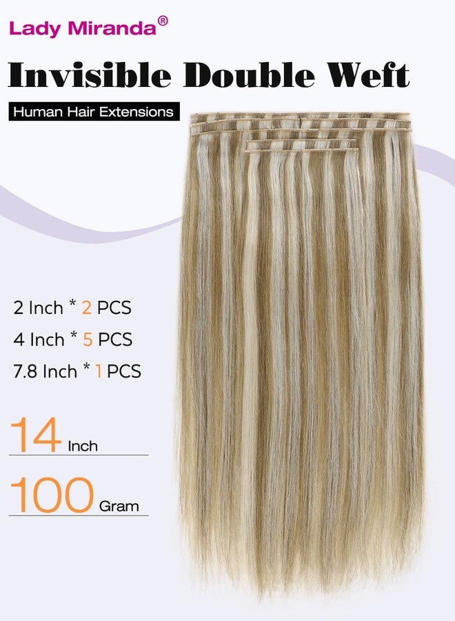LADY MIRANDA 14 Inch Micro Beads Human Hair Extensions 100g 8PCS Double Weft Hair Extensions Real Human Hair Seamless Handmade Wefts for Effortless Volume (9A/60, 14 Inch) - Image 5